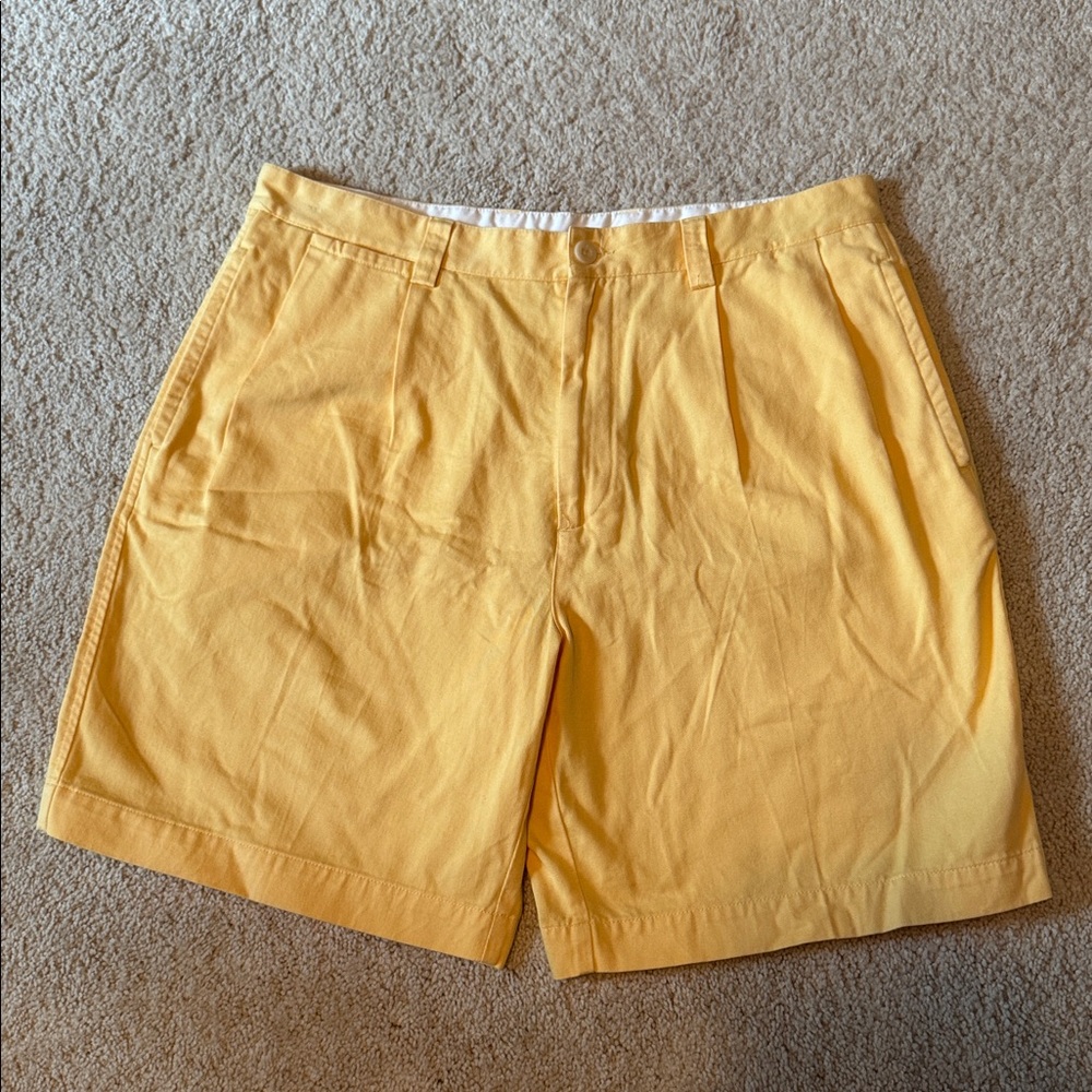 Nautica Men’s Yellow Shorts - Size 36W Classic Fit 100% Cotton